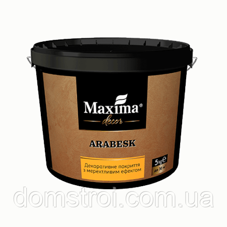 Декоративне покриття штукатурка з мерехтливим ефектом Maxima «Arabesk» Срібло, 1 кг, фото 1