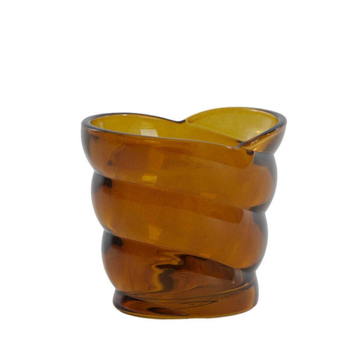 Підсвічник зі скла в коричневому кольорі з хвилястим корпусом Malea Light&Living, фото 1