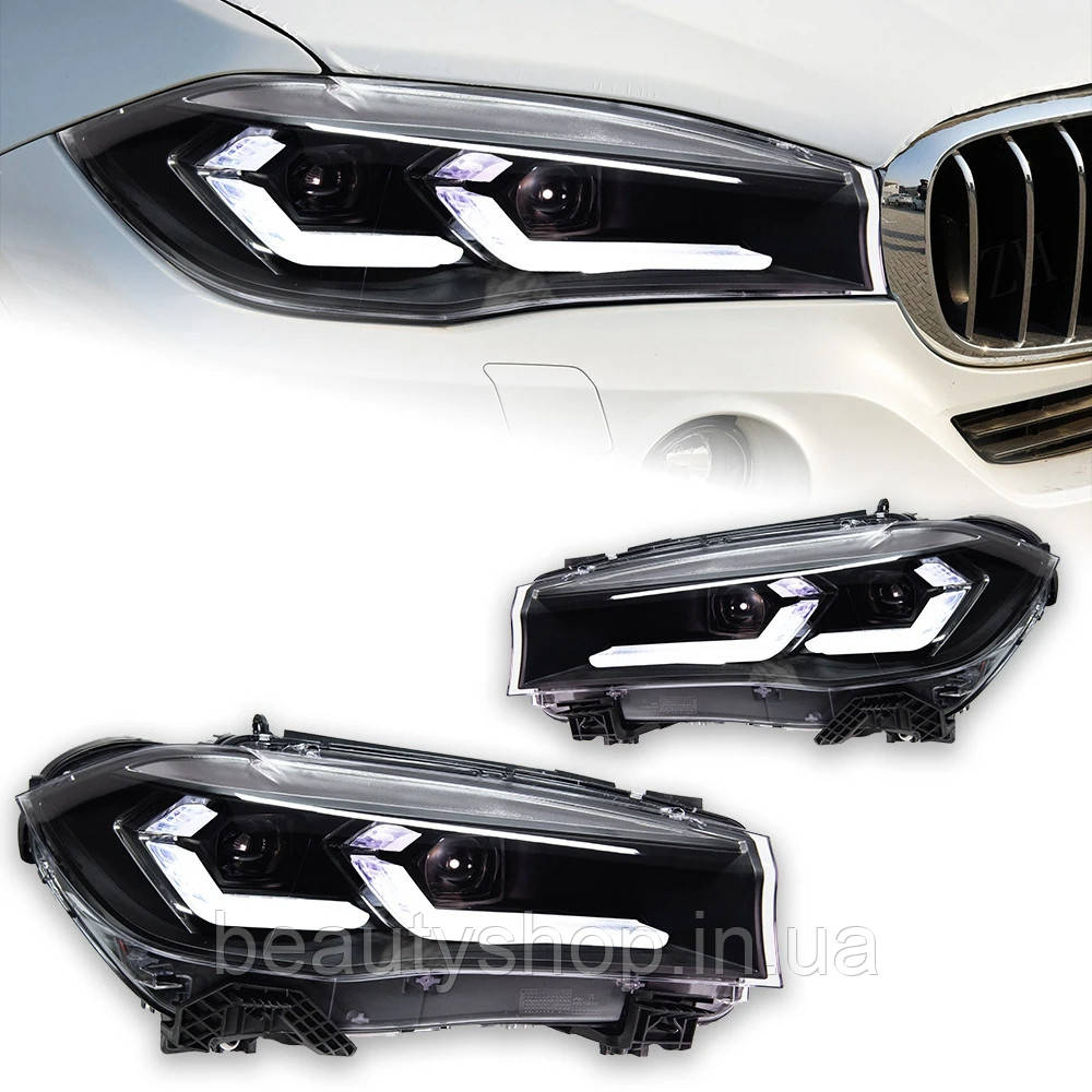 Світлодіодні передні фари для BMW X5 F15 / X6 F16 (2014–2018) з проекційними лінзами та DRL