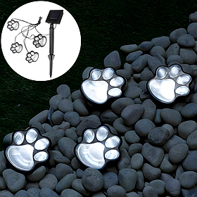 Ліхтар садовий на сонячній батареї "Paw Prints Lights" 19см, Білий (Грунтовий світильник із сонячною панеллю)
