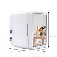 Портативний косметичний холодильник на 4 л з дзеркалом з підсвічуванням Білий 12V-220V, фото 10