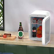 Портативний косметичний холодильник на 4 л з дзеркалом з підсвічуванням Білий 12V-220V, фото 3