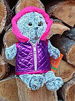 М’яка іграшка Котик Басик 33 см у жилеті – сірий, плюшевий кіт з выпуклими очима, фото 5