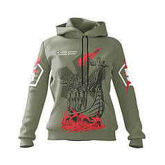 Худі жіноче з принтом «5-та окрема штурмова Київська бригада. Засновники Києва» хакі