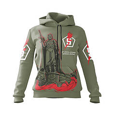Худі жіноче з принтом «5-та окрема штурмова Київська бригада. Захисник столиці» хакі