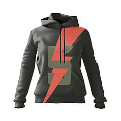 Худі жіноче з принтом «5-та окрема штурмова бригада. Грозовий удар» чорний