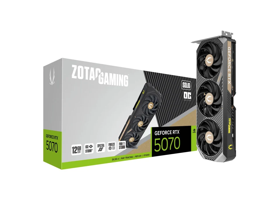 Відеокарта Zotac GeForce RTX 5070 Solid OC 12GB GDDR7 DLSS4 (ZT-B50700J-10P)