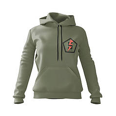 Худі жіноче з принтом «5-та окрема штурмова бригада. Сила енергії. Power» сірий