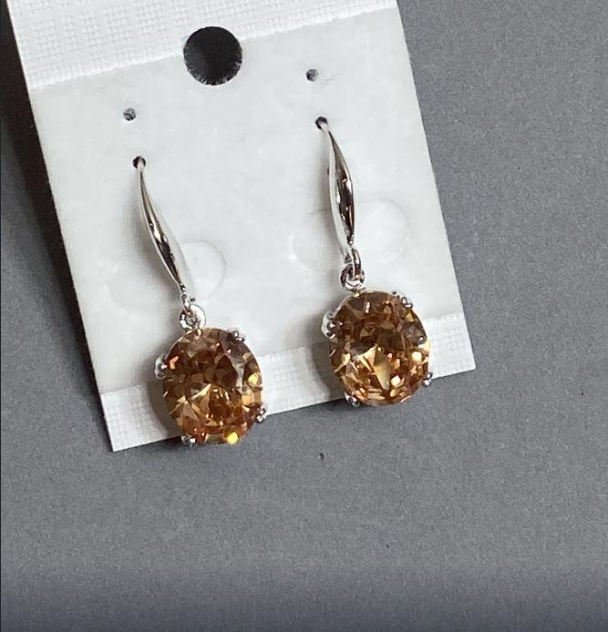 Сережки з кристалами "Жовті овали" 1,0х1,2см, фото 1