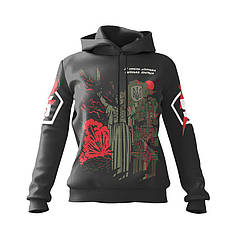 Худі жіноче з принтом «5-та окрема штурмова Київська бригада. Батьківщина-Мати» чорний