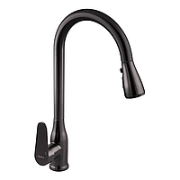 Змішувач для кухні з висувною лійкою Zerix PUL-014 Graphite з нерж. ст. SUS304 (кол. графіт) (ZX5036)