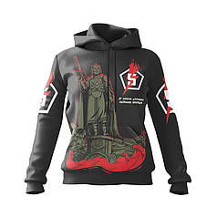 Худі жіноче з принтом «5-та окрема штурмова Київська бригада. Захисник столиці» чорний