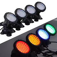 Підводний світильник мультиколірний прожектор  із пультом ДК 4 х36 LED RGB