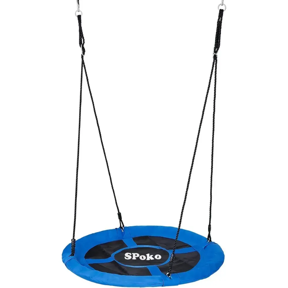 Гойдалка підвісна садова гніздо лелеки для дачі, кругла вулична підвісна гойдалка 100 см Spoko SP-001 синяя, фото 1