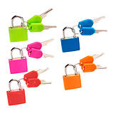 Замок навісний висячий міні 22 мм, сталева дужка, 2 ключі, кольорові (000603), фото 2