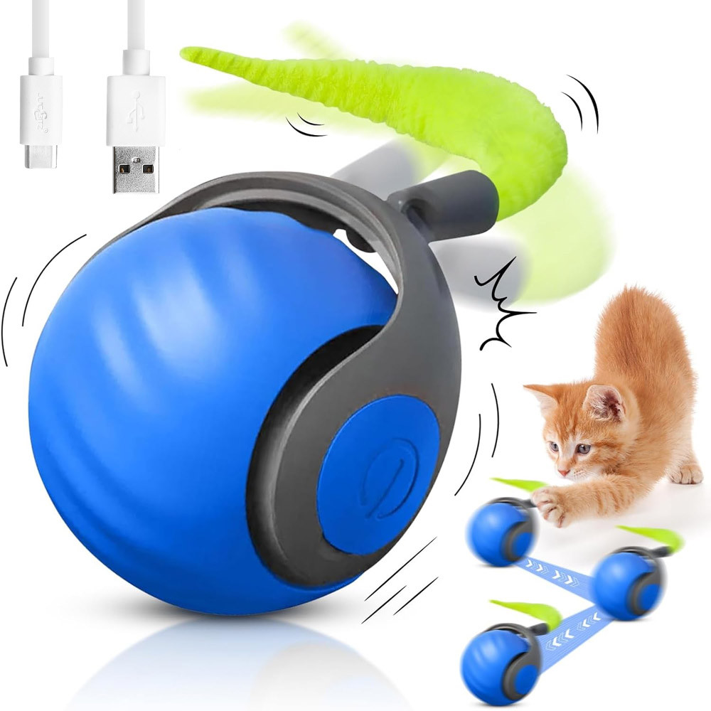 Інтерактивний м'ячик для кота з підсвіткою, від USB, 5,5см / Розумний м'ячик для котів / Смарт іграшка для котів