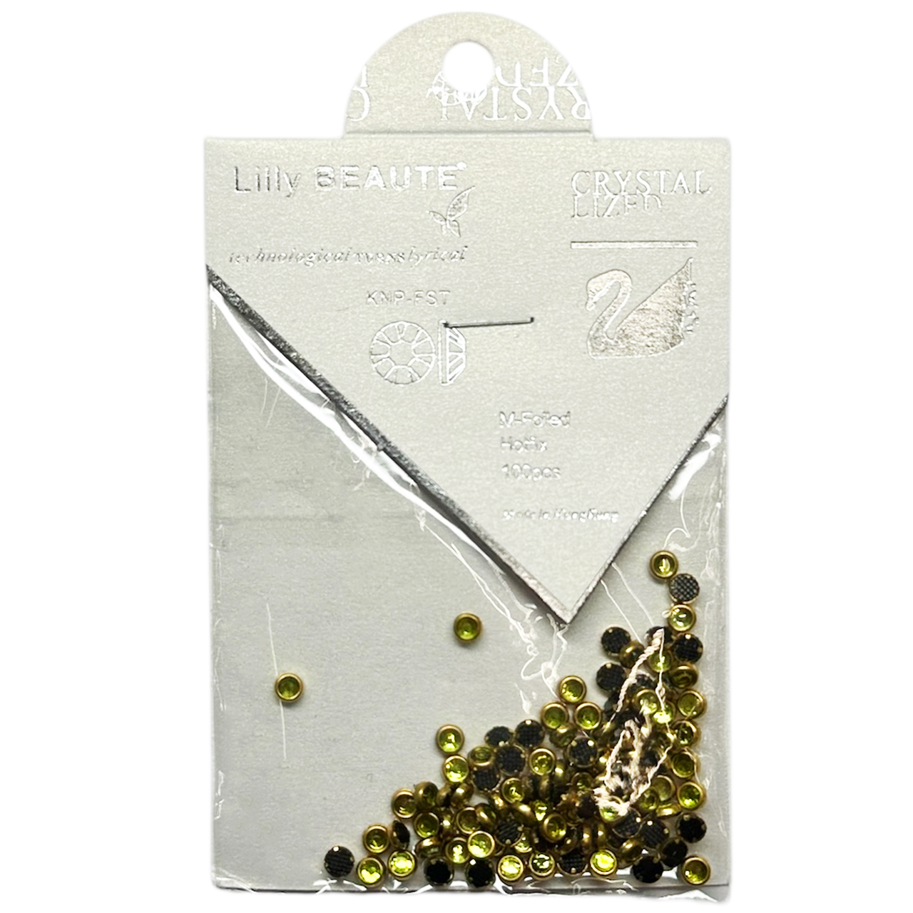 Стрази LB-s69 у золотому обідку 100 штук d=3 мм, салатові