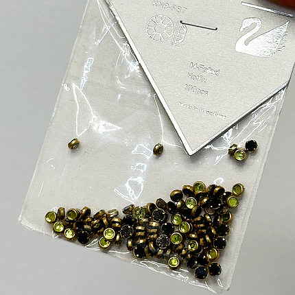 Стрази LB-s69 у золотому обідку 100 штук d=3 мм, салатові, фото 2
