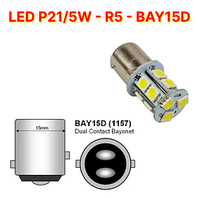 Світлодіодні LED ЛЕД лампи для авто цоколя P21/5W - R5 - BAY15D для габаритів, стопи, ДХО, повороти