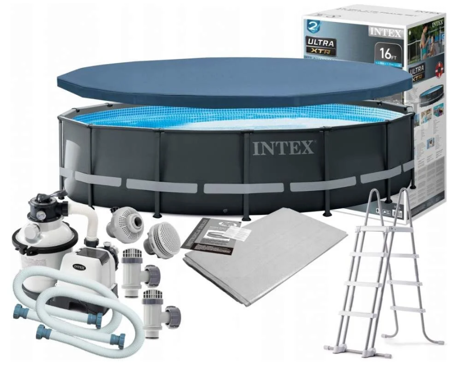 Басейн Intex 26326 Ultra XTR Frame Ø 488 х 122 см, Пісочний фільтр-насос 4500 л/ч, сходи, підстилка, тент