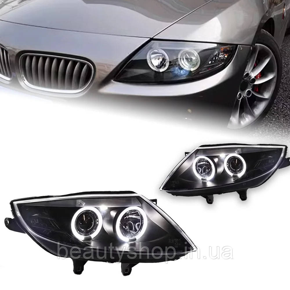 Світлодіодні передні фари для BMW Z4 E85 (2003–2008) з проекційними лінзами, ангельськими очима та DRL