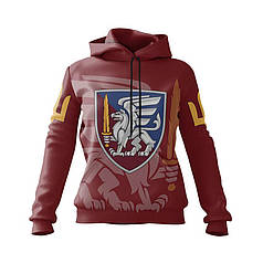 Худі жіноче з принтом «81-ша окрема аеромобільна бригада. Воїн Свободи» бордовий