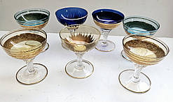 Хрустальна креманка мороженниця з кольорового кришталю з позолотою