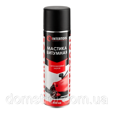 Мастика бітумна аерозольна антикорозійна INTERTOOL FS-6850 (500 мл), фото 1