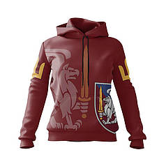 Худі жіноче з принтом «81-ша окрема аеромобільна бригада. Грифон Сили» бордовий
