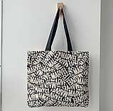 Сумка жіноча шопер тканинної на змійці з модним принтом, фото 2