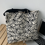 Сумка жіноча шопер тканинної на змійці з модним принтом, фото 5