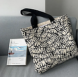 Сумка жіноча шопер тканинної на змійці з модним принтом, фото 4