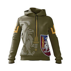 Худі жіноче з принтом «81-ша окрема аеромобільна бригада. Грифон Сили» хакі
