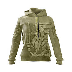 Худі жіноче з принтом «81-ша окрема аеромобільна бригада. Захисник Вітчизни» принт 1