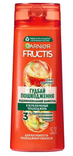 Відновлювальний шампунь Garnier Fructis Гудбай Пошкодження для посіченого та пошкодженого волосся 400 мл