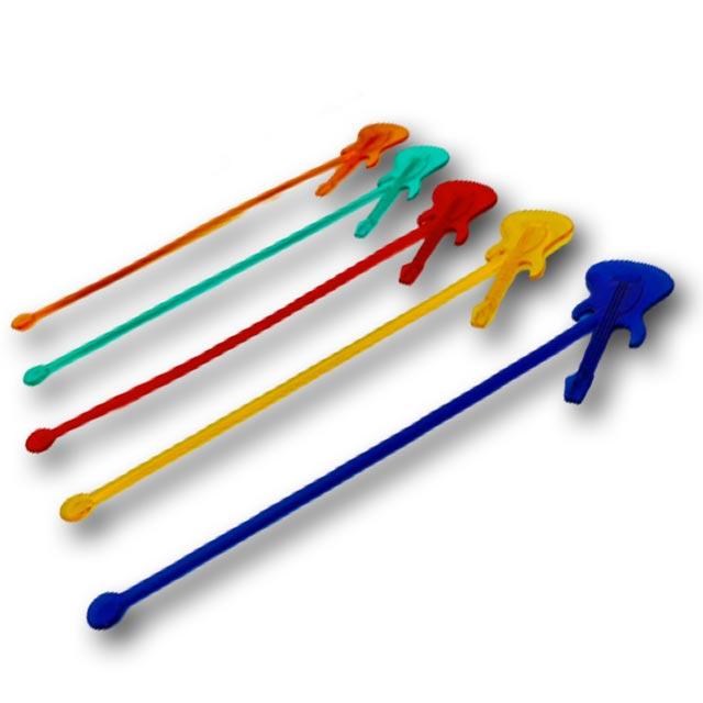 Мішалки для коктейлів Електрогітара кольорові 19см 100шт, фото 1