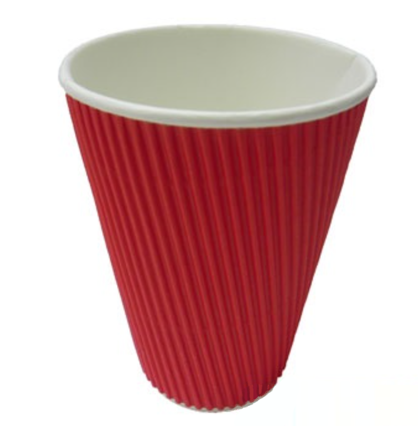 Стакани паперові гофровані 500 мл 20 шт червоні, фото 1
