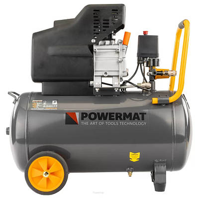 Компресор повітряний оливний Powermat 50 л ( 1.85 кВт / 8 атм / 206 л /хв / Гарантія 12м )