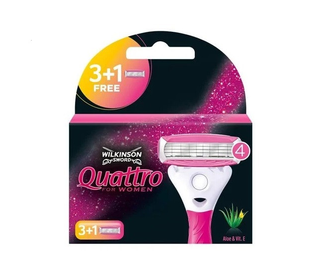 Змінні картриджі для гоління жіночі Wilkinson Sword Quattro For Woman 3+1 шт, фото 1