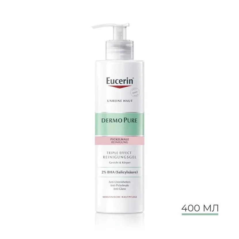 Гель очищувальний Eucerin Dermo Pure потрійної дії для обличчя та тіла 63830 400 мл.