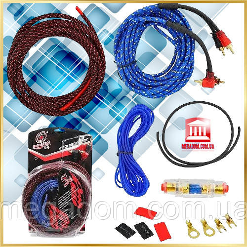 Набір дротів для підключення сабвуфера KIT 10GA+C011, 1500 Вт, RCA, 8 AWG, мідь