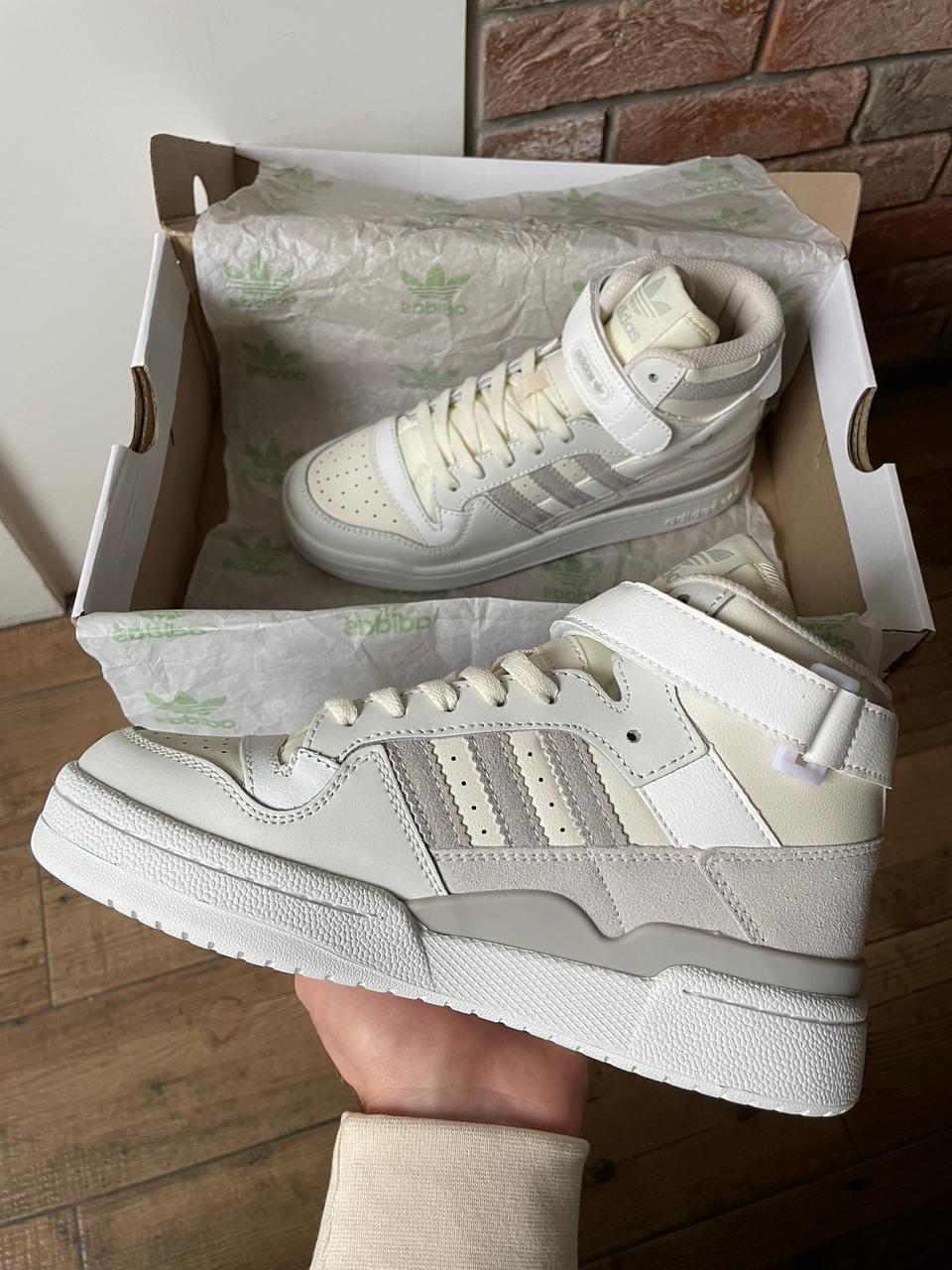 Жіночі кросівки Adidas Originals Forum 84 White Beige Білі Взуття Адідас Форум 84 високі шкіряні демісезон