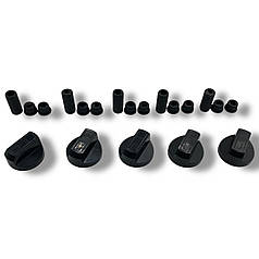 Набір ручок для плити із перехідниками 5 шт. (чорні)