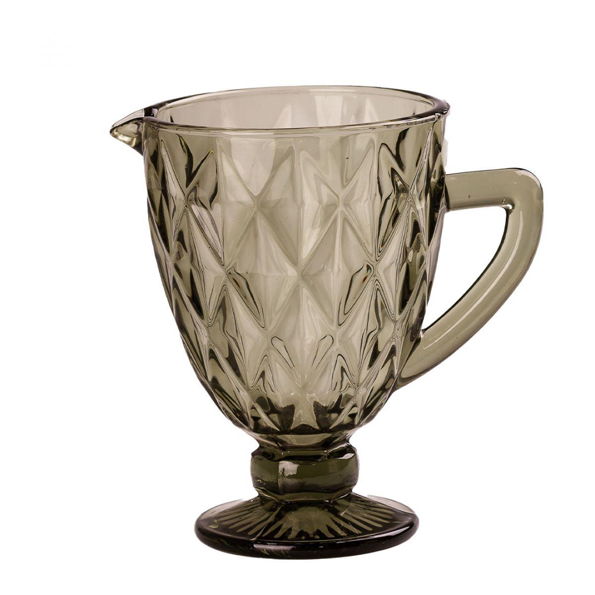 Глечик для напоїв із товстого скла 1 л гранований зелений HP038GR, фото 1