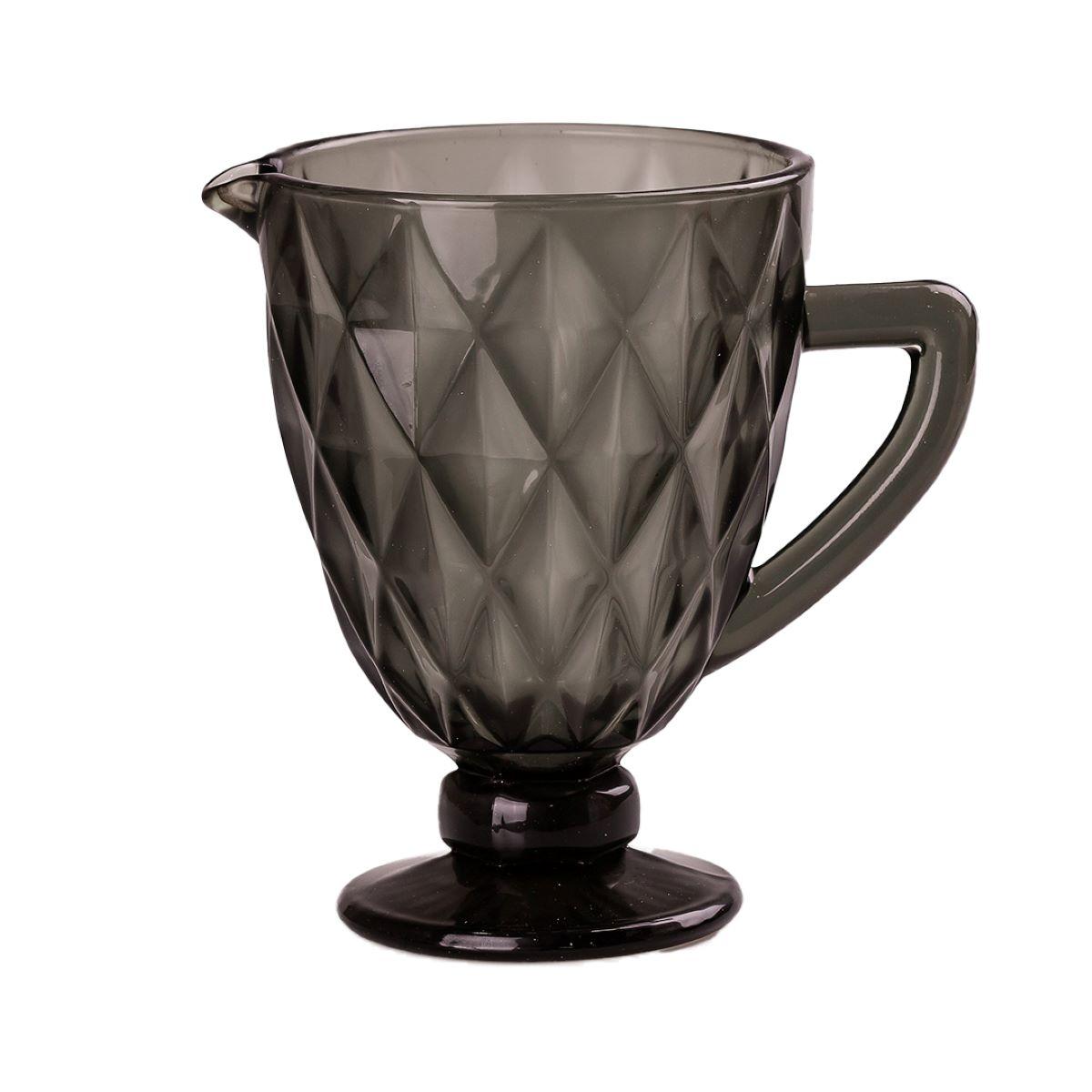 Глечик для напоїв із товстого скла 1 л гранований сірий HP038G, фото 1