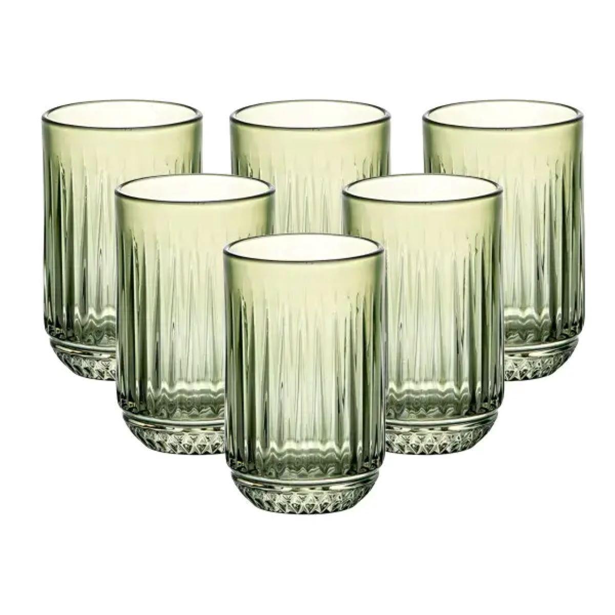 Набір склянок 6 штук 450 мл скляні зелений HP4146, фото 1