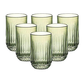 Набір склянок 6 штук 450 мл скляні зелений HP4146