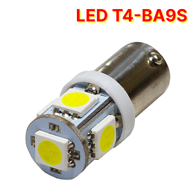 Светодиодные LED ЛЕД лампы для авто цоколя T4W (BA9s) в габариты, приборная панель и ячейки.