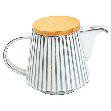 Чайник для заварювання 850 мл порцелянаовий з бамбуковою кришкою Білий HP7211W