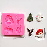 Молд силіконовий новорічний 70 на 70 мм рожевий, фото 2